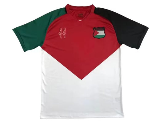 Palestine red and white retro version jersye