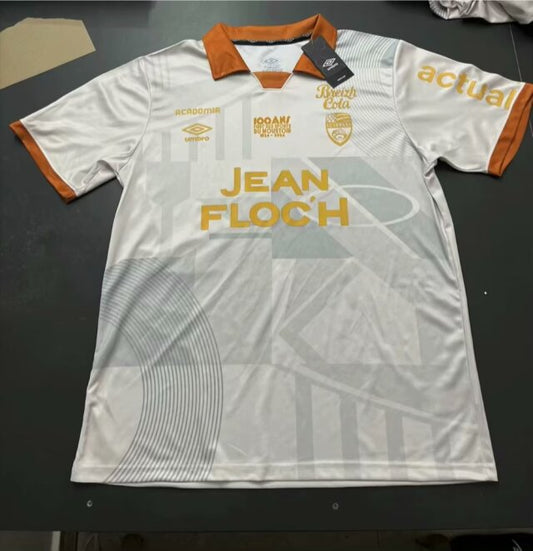 4-25 Lorient home white soccer jersey